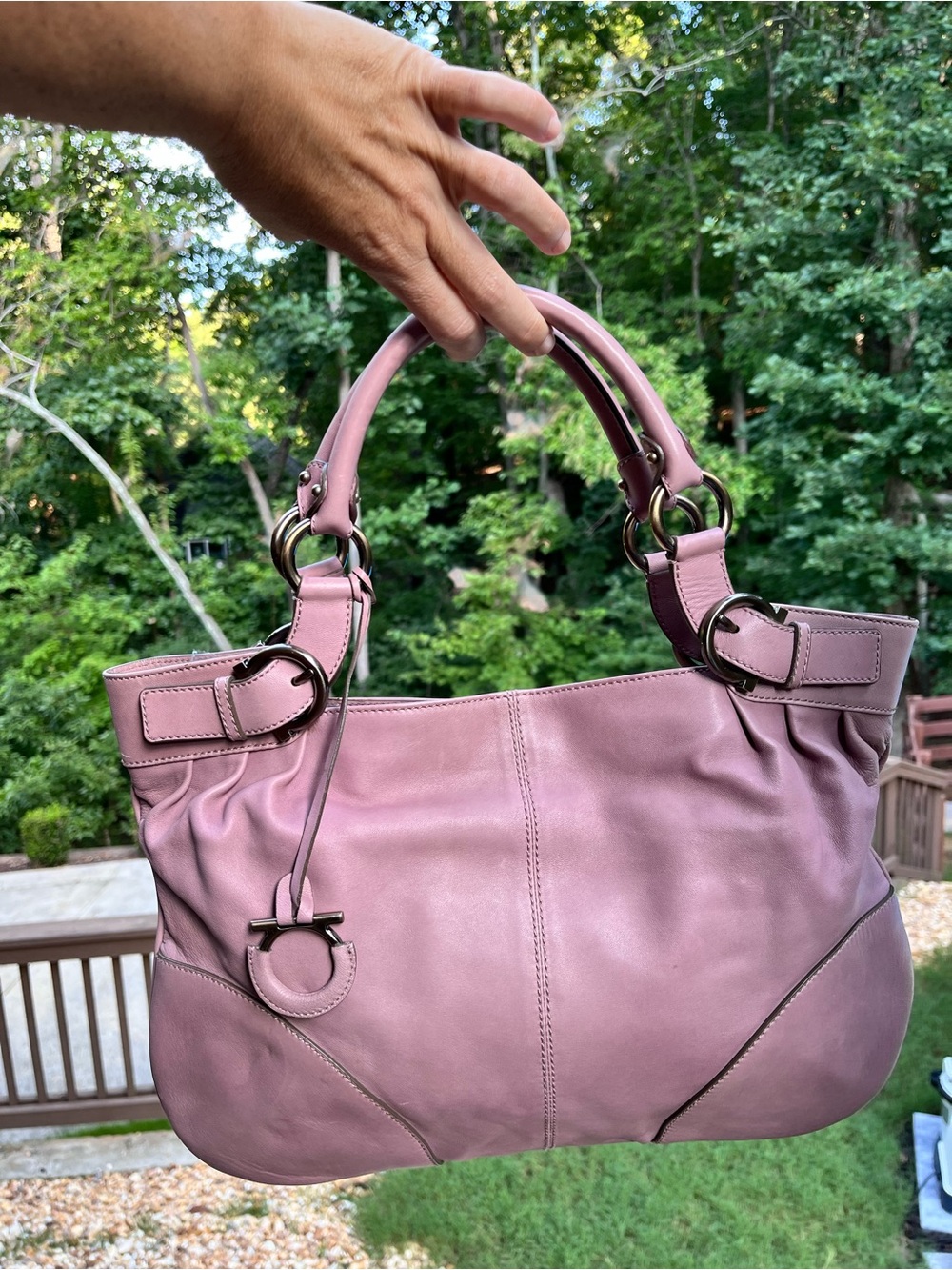 Salvatore Ferragamo Lavender Leather Tote Bag - Picture 3 of 10